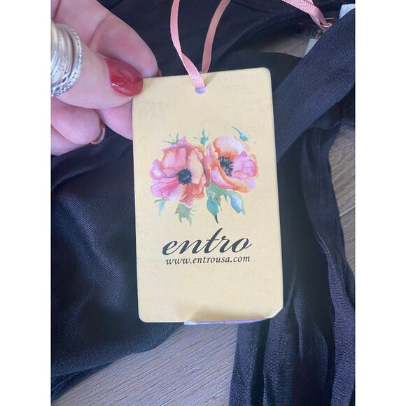 NWT Entro Black Mock Neck Sleeveless Tiered Maxi Dress Flowy Boho Small - Picture 6 of 11